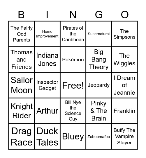 📺 Theme Songs 📺 Bingo Card