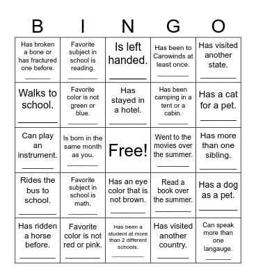 Untitled Bingo Card