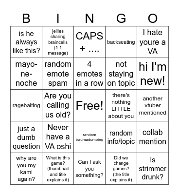 Live Chat BINGO Card