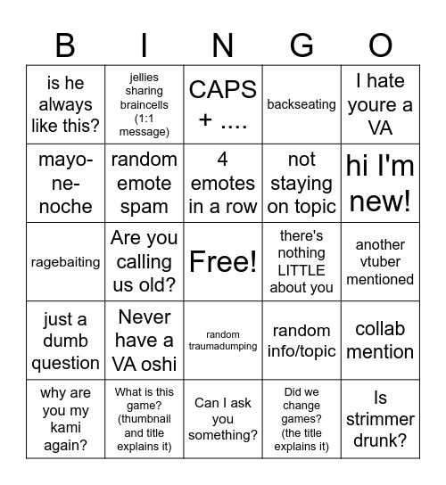 Live Chat BINGO Card