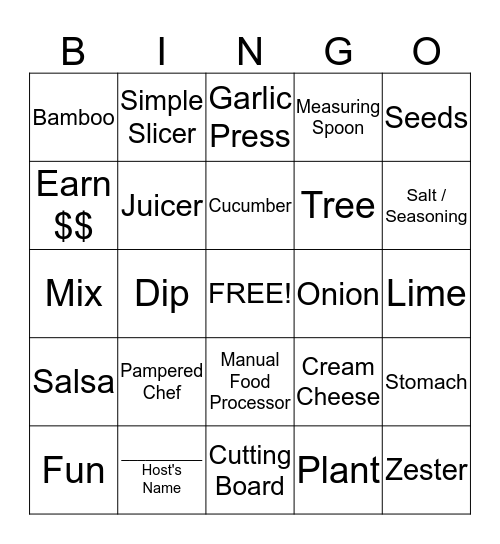 The Pampered Chef Bingo Card