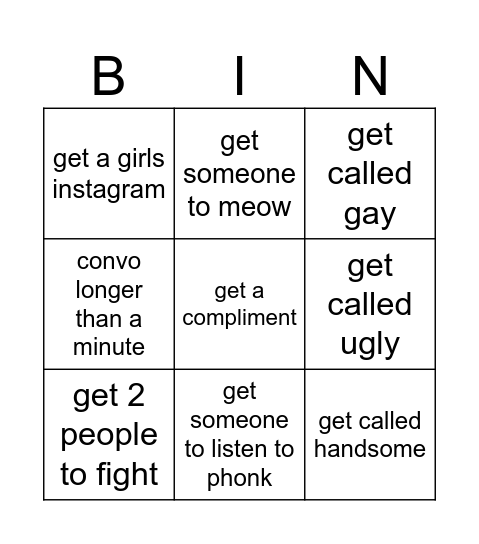 omgl Bingo Card