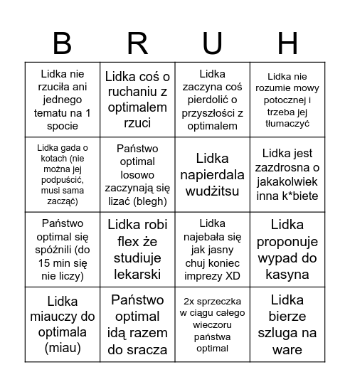Sobotnie Bingo Card