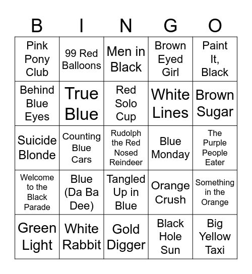 Colors Bingo Card