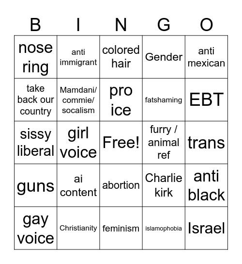 dirty libtard bingo Card