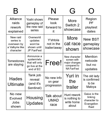 Lea's BUH-lin FanFest Bingo Card