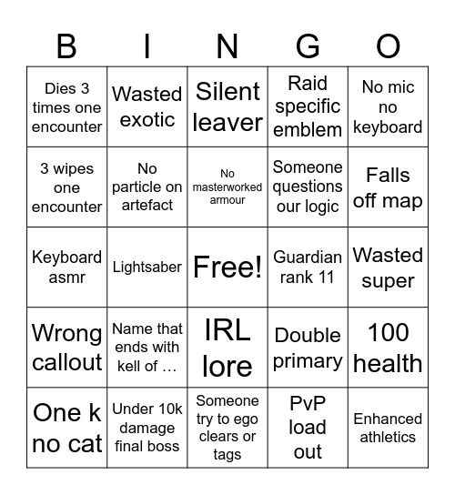 LFG BINGO Card