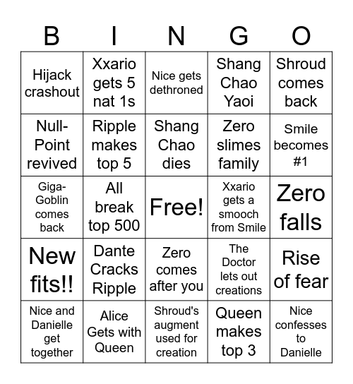 Trustfall Bingo Card