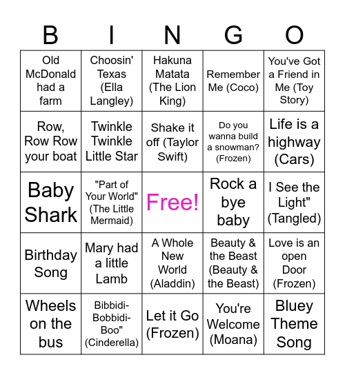 Singo Bingo Card