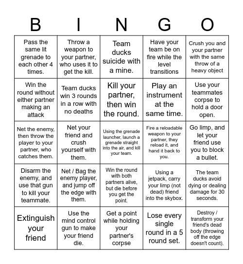 2v1go Bingo Card
