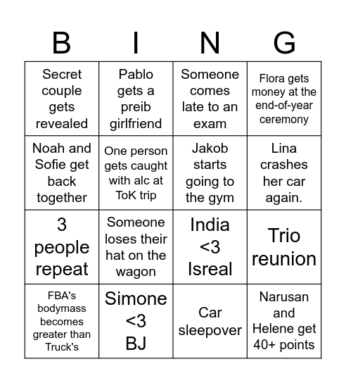 IB2 Bingo Card