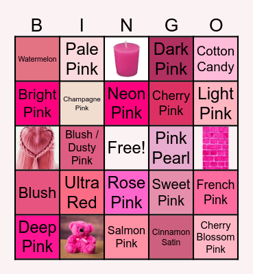 The Color Pink Bingo Card
