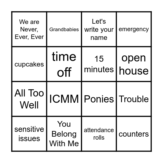 In Our Preschool Era Bingo Card