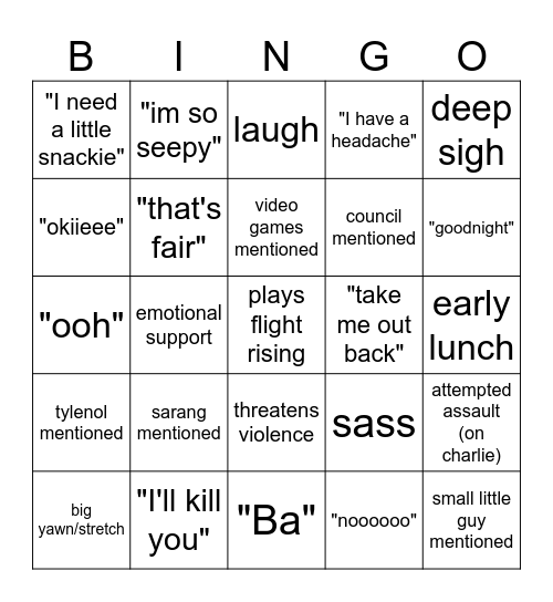Debby Bingo Card