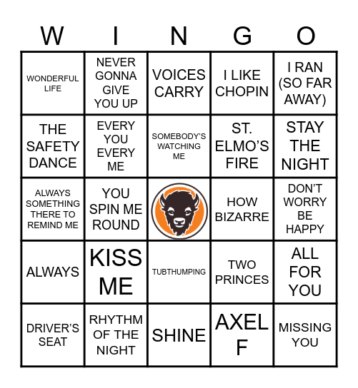 ONE HIT WONDERS Bingo Card