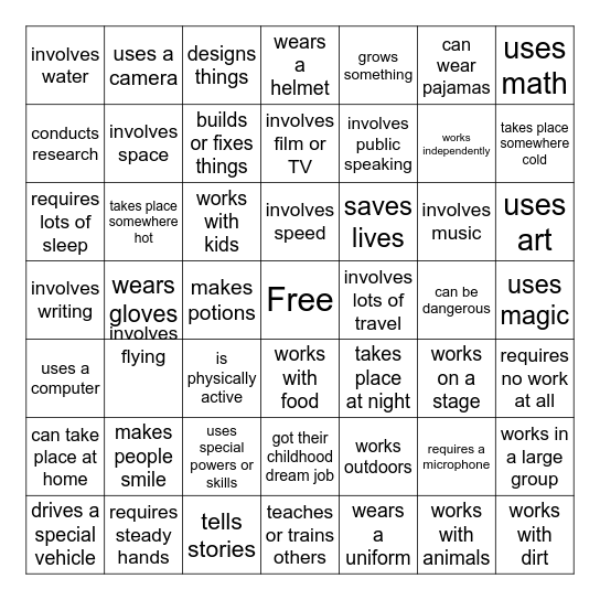 Career Bingo Card