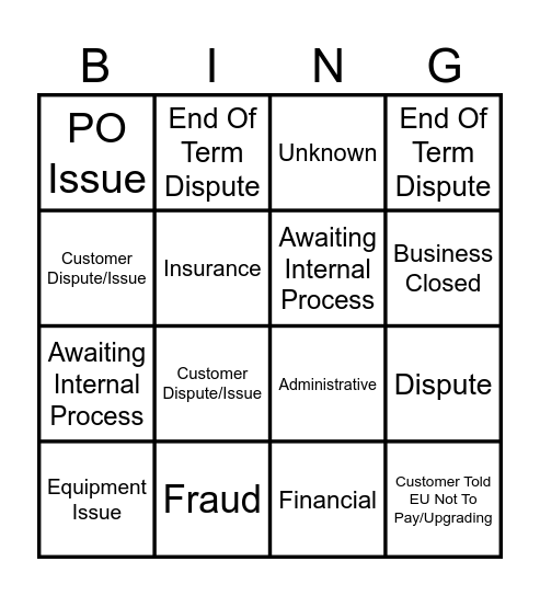 RFD Bingo Card
