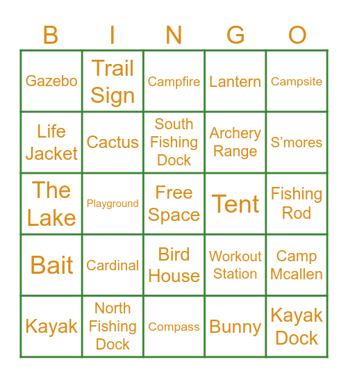 Camp McAllen BINGO Card