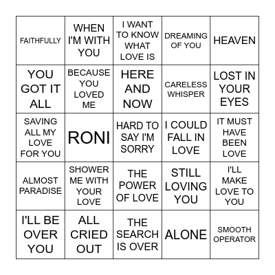 BETWEEN THE SHEETS Bingo Card