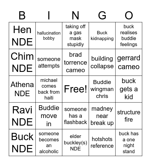 9-1-1 season 9 Bingo Card