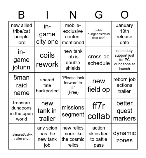 FFXIV Berlin Fanfest Bingo Card