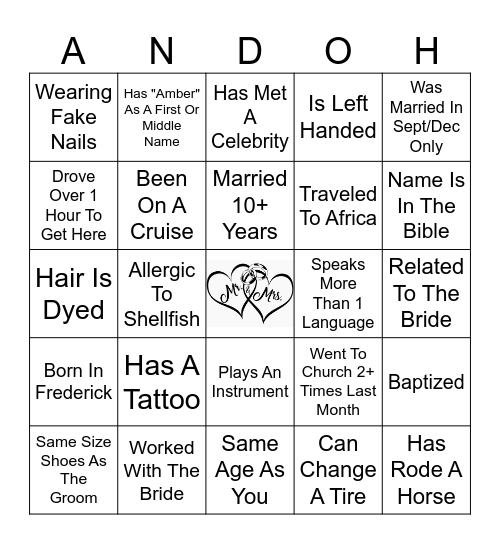 Andoh Bingo Card