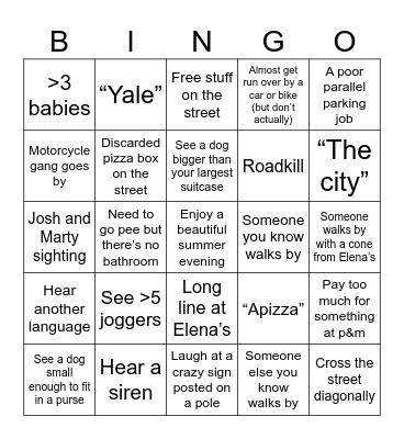 Orange st bingo Card