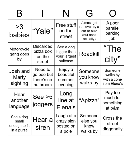 Orange st bingo Card