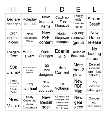 Heidelball 2026 Bingo Card