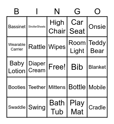Baby Shower Bingo Card