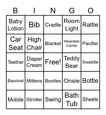 Baby Shower Bingo Card