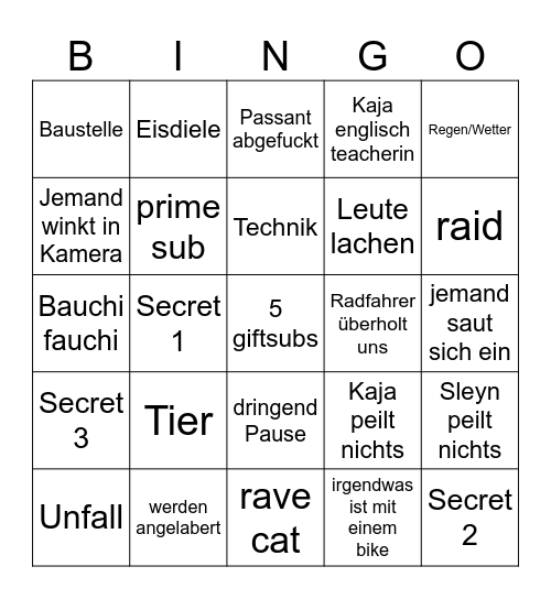 bike bingo Card
