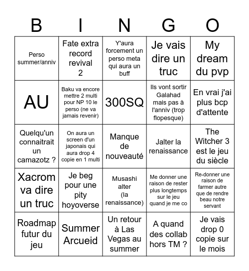 Bingo 11eme anniversaire Bingo Card