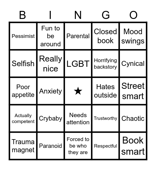 Character Bingo Card
