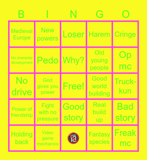 Isekai bingo Card
