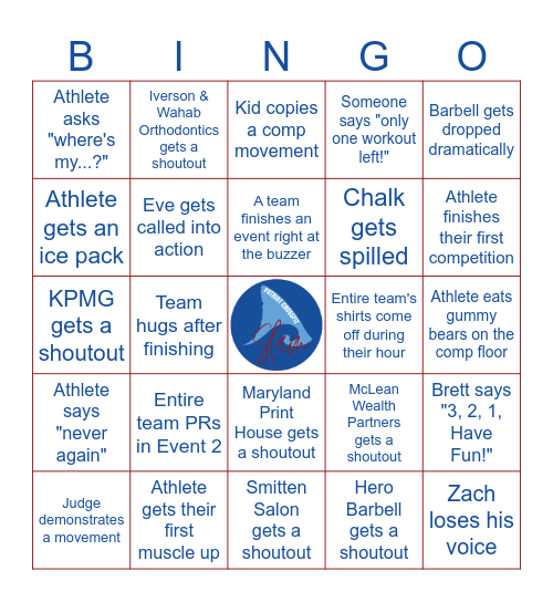 Patriot CrossFit Summer Slam 2026 Bingo Card
