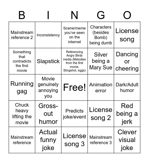 Angry Bird 2 is bad, man Bingo Card
