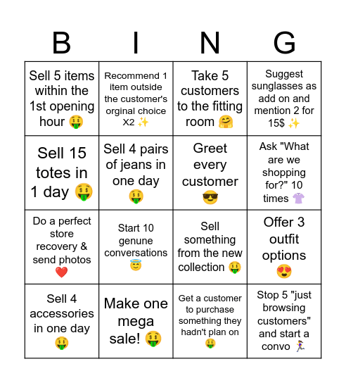 Weekly bingo 28 July Bingo Card