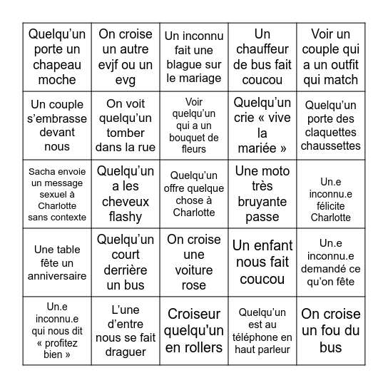 Bingo Chacha Bingo Card