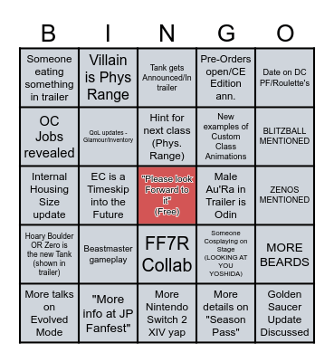 FFXIV FANFEST BERLIN 2026 Bingo Card