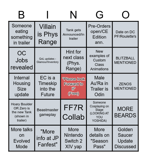 FFXIV FANFEST BERLIN 2026 Bingo Card