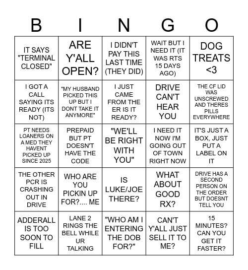 PCR BINGO Card