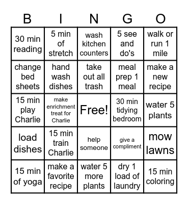 Weekend Bingo Card