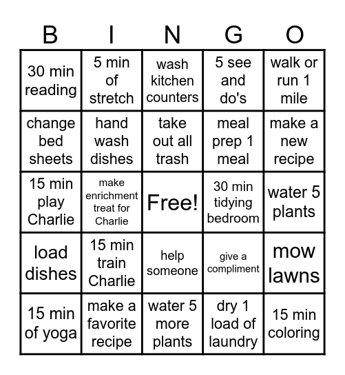 Weekend Bingo Card