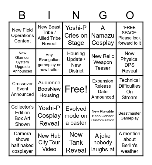 FANFEST BINGO Card