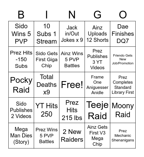 Mega Man Battle Network 3 Bingo Card