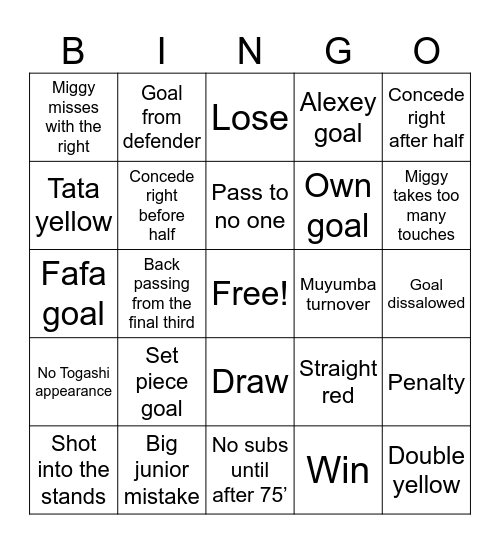 ATL vs NEW Bingo Card