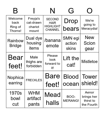 FFXIV FF Bingo! Bingo Card