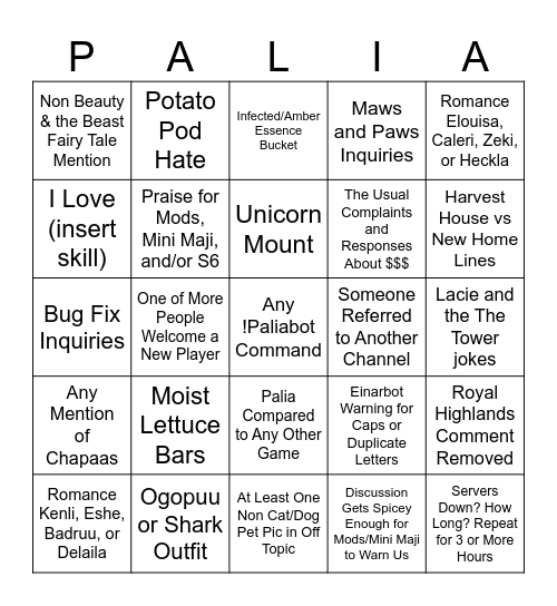 Beauty & the Beach Bingo Card
