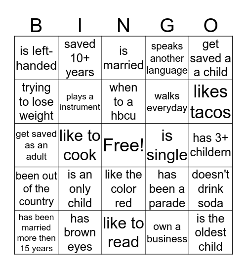 Ministry Head Bingo Card